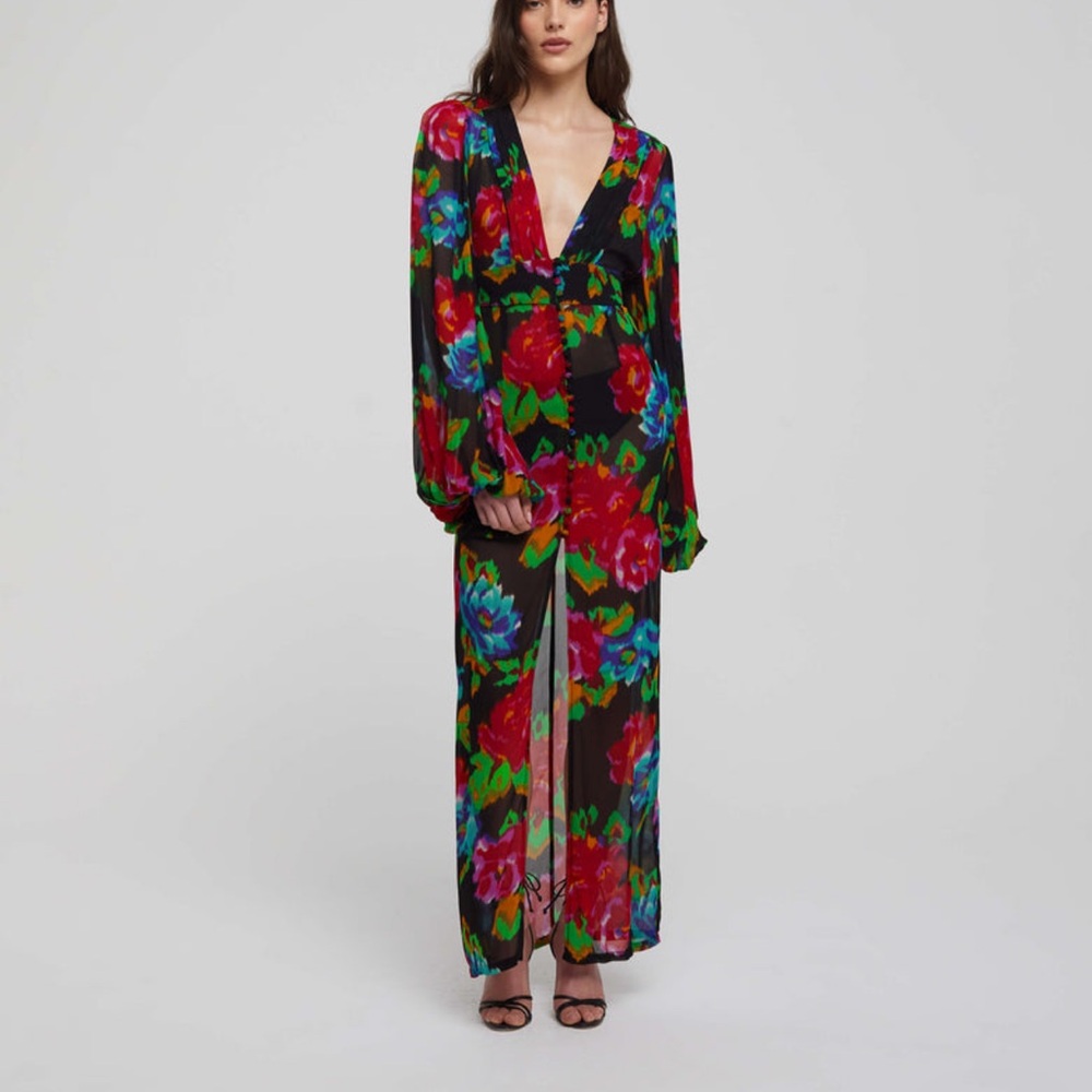 Rat & Boa Floral Maxi Dress - Red, Green, Blue